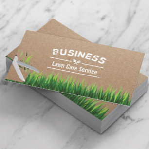Landscaping & Lawn Care Rustic Kraft Business Card