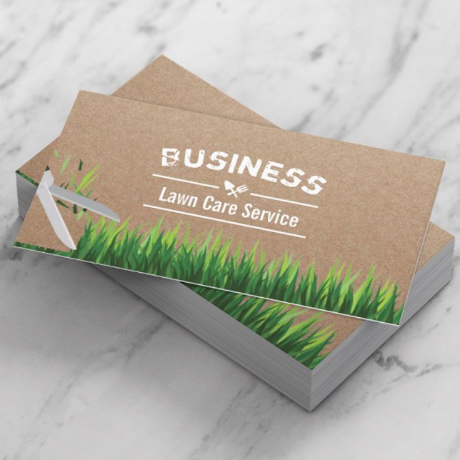 Landscaping & Lawn Care Rustic Kraft Business Card (Creator Uploaded)