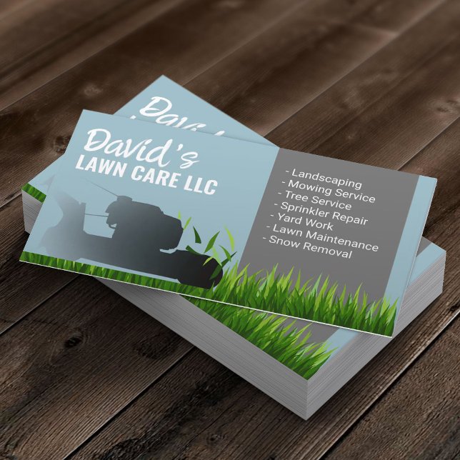 Landscaping & Lawn Care Service Mint Blue Business Card (Creator Uploaded)