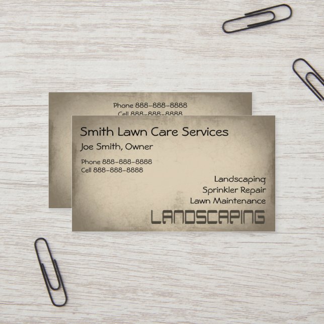 Landscaping Lawn Care Services Business Card (Front/Back In Situ)