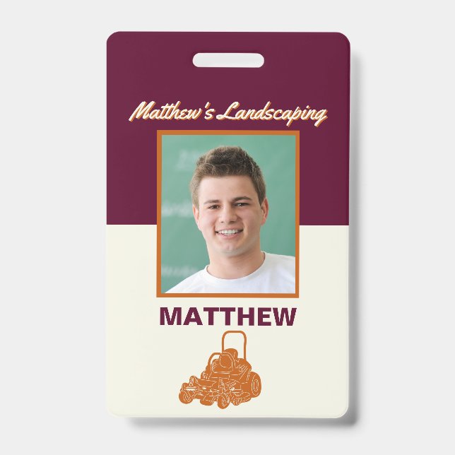 Landscaping Lawn Mowing Business Nametag ID Badge (Front)