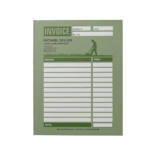 Landscaping Lawn Mowing Business Receipt Invoice Notepad