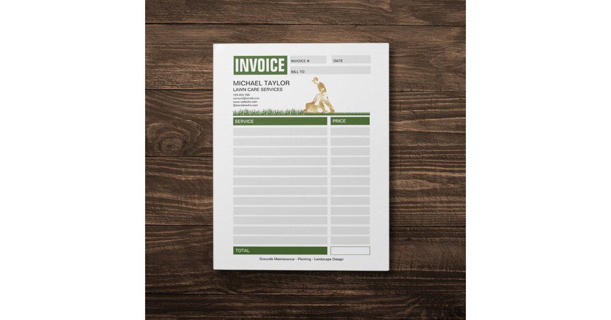 Landscaping Lawn Mowing Business Receipt Invoice Notepad | Zazzle