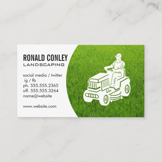 Landscaping Logo | Lawn Mower Icon Business Card (Front)