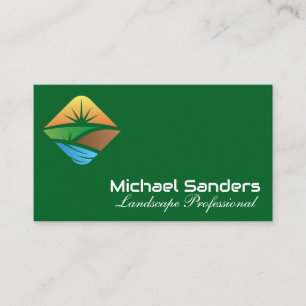 Landscaping Logo Sun Business Card