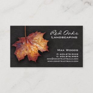 Landscaping Maple Leaf Leather  Business Card