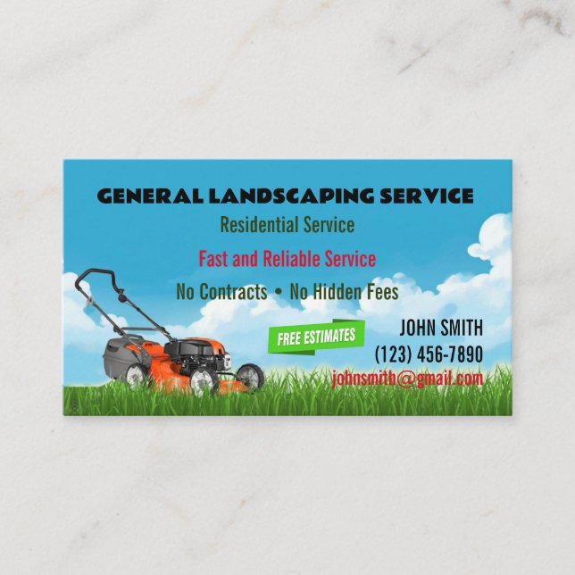 Landscaping Service Business Cards (Front)