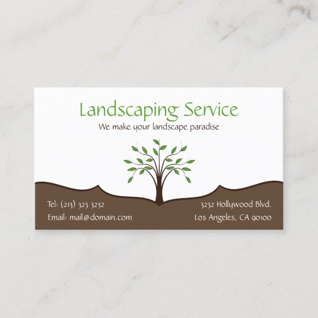 Landscaping Service Elegant Tree Nature Logo Business Card (Front)