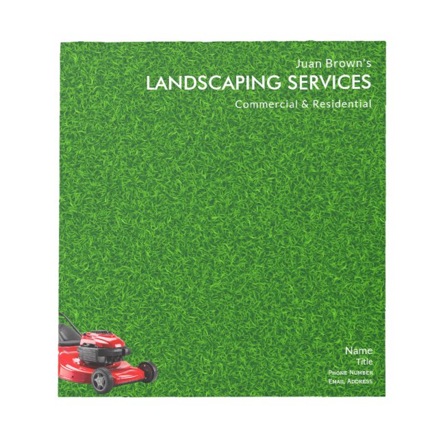 Landscaping Services | Lawn Care & Garden Design Notepad (Front)