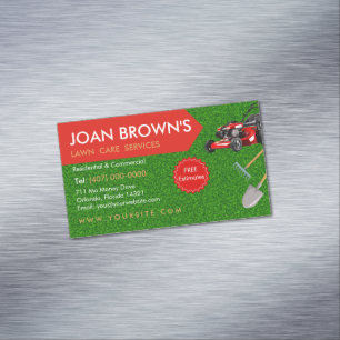 Landscaping Services Lawn Care Gardening Magnetic Business Card
