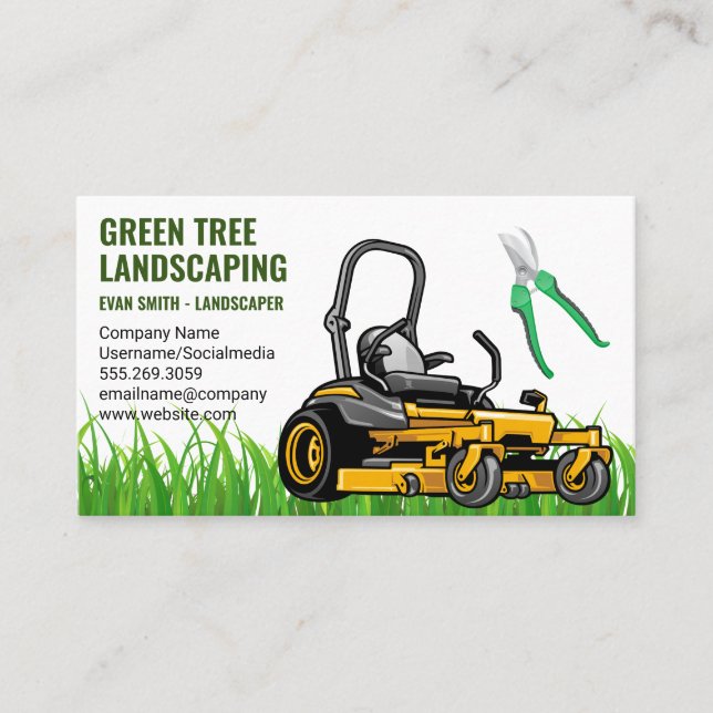 Landscaping | Sitting Lawn Mower Business Card (Front)