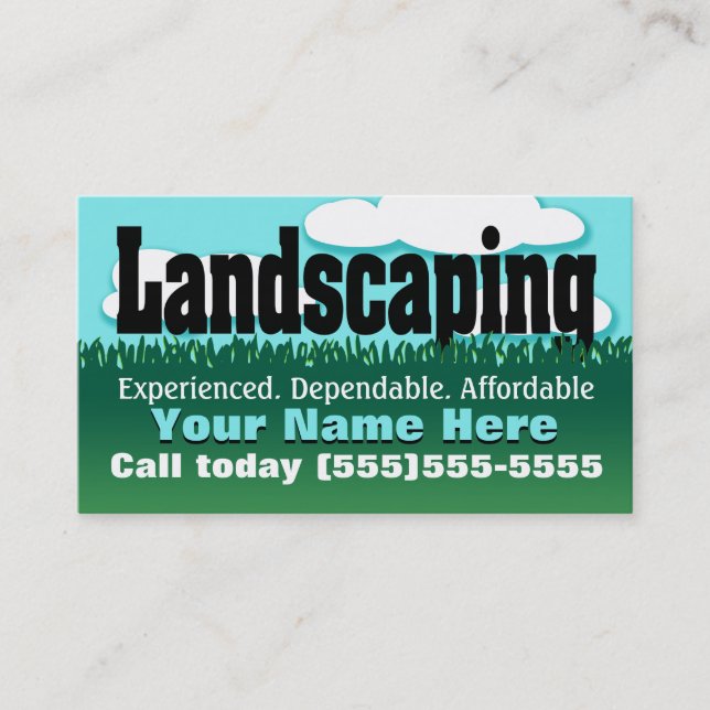 Landscaping. Yard care. Mowing. Promotional Business Card (Front)