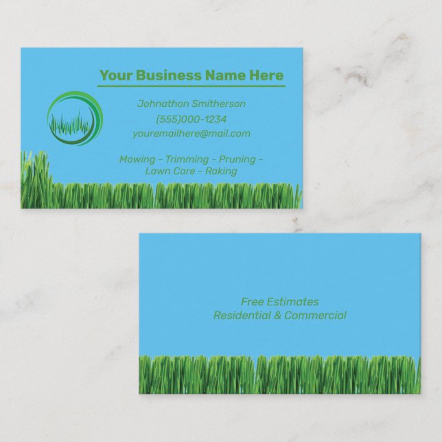 Landscaping Yard Maintenance Lawn Care Business Ca Business Card (Front/Back)