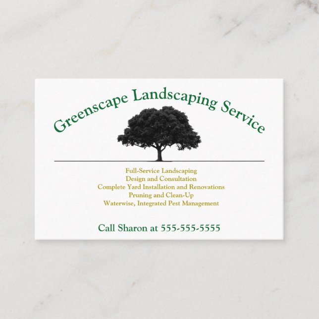Landscaping, Yard Service Business Card (Front)