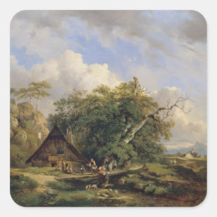 Landschaft bei Gutenstein – Dominik Schufried Square Sticker