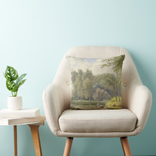 Landschap met Figuren in een Roeibootje Vintage Cushion