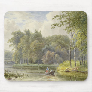 Landschap met Figuren in een Roeibootje Vintage Mouse Pad