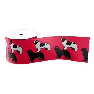 Landseer and Black Newfies Ribbon Grosgrain Ribbon