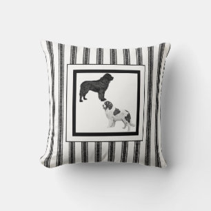 Landseer and Black Newfoundland Throw Pillow