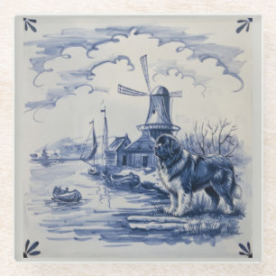 Landseer by the Dutch Harbour Glass Coaster