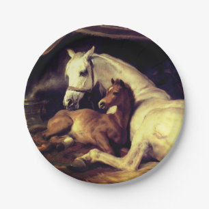 Landseer Horses Paper Plate