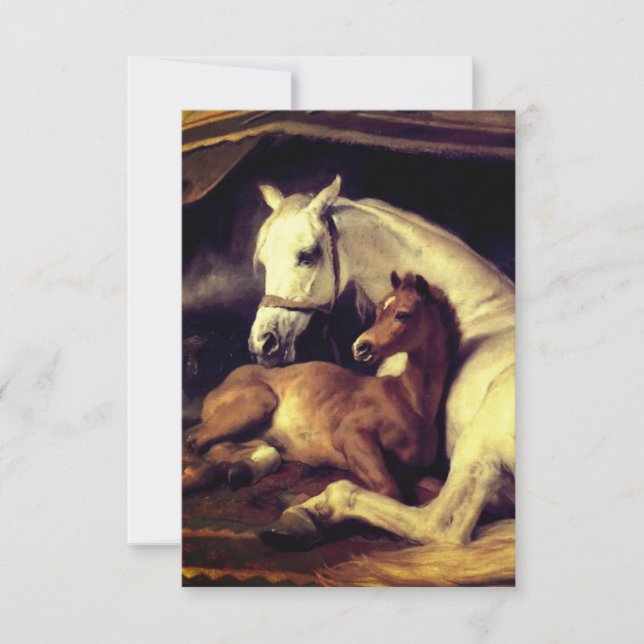 Landseer Horses RSVP Card (Front)