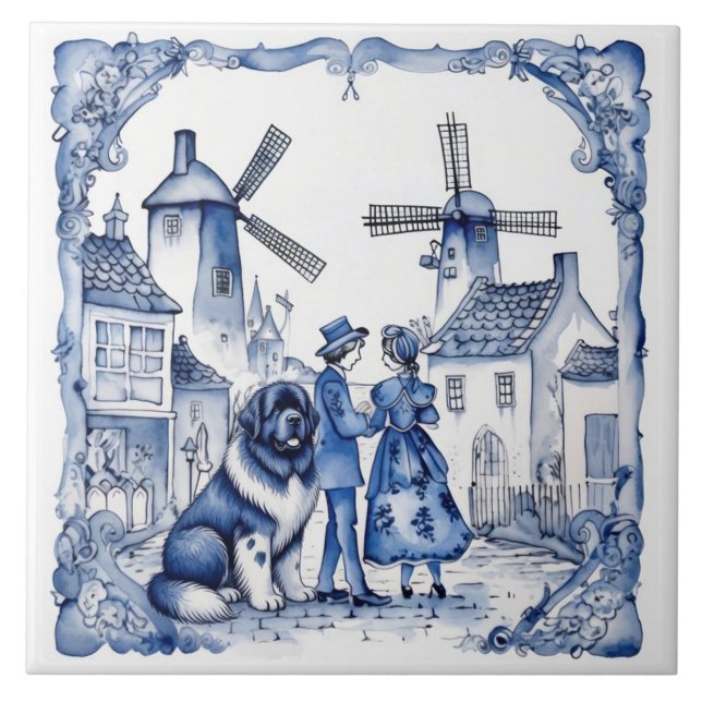 Landseer in Delft Village Ceramic Tile (Front)