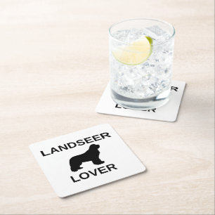 landseer lover square paper coaster