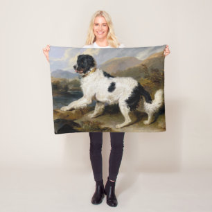 Landseer Newfoundland Dog (Black and White Animal) Fleece Blanket