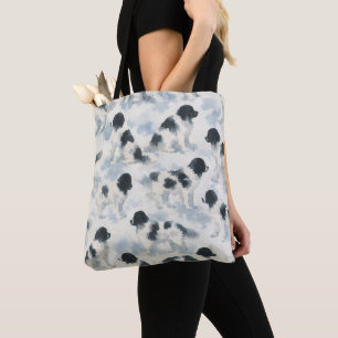 Landseer Newfoundland dog watercolor  Tote Bag