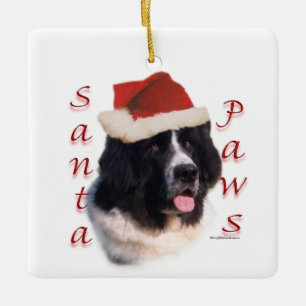 Landseer Newfoundland Santa Paws Ceramic Ornament