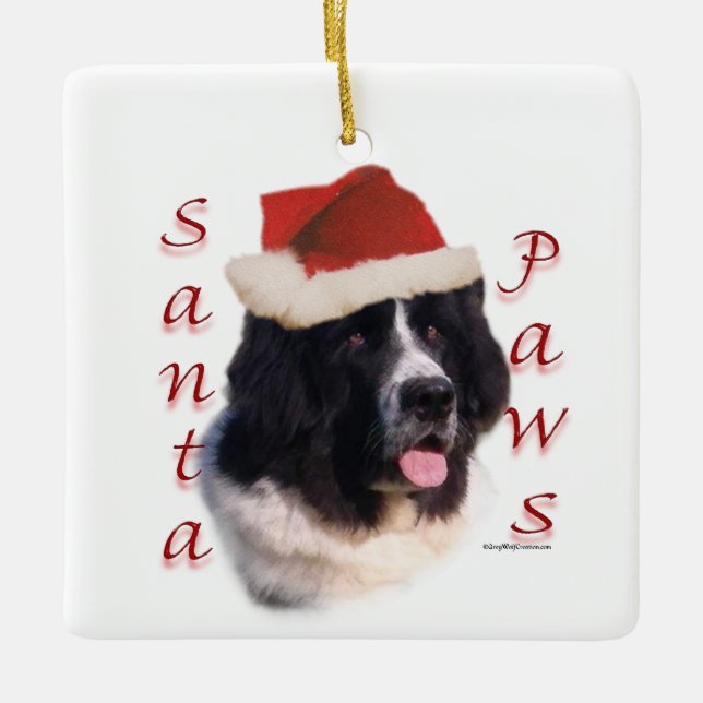 Landseer Newfoundland Santa Paws Ceramic Ornament (Front)