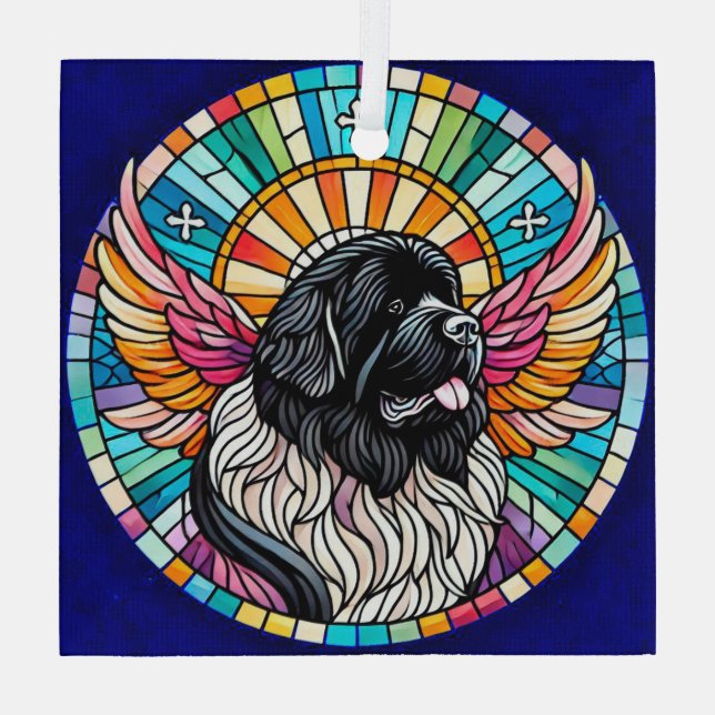 Landseer Newfoundland Suncatcher Memorial Ornament (Back)