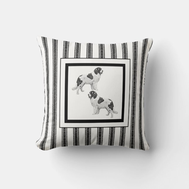 Landseer Newfoundland Throw Pillow (Front)