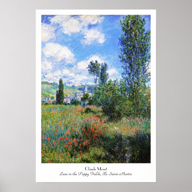 Lane in  Poppy Fields Saint-Martin Claude Monet Poster (Front)