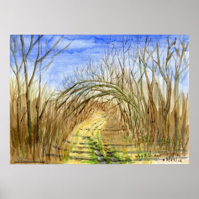 "Lane with Arched Branches" watercolor landscape Poster (Front)