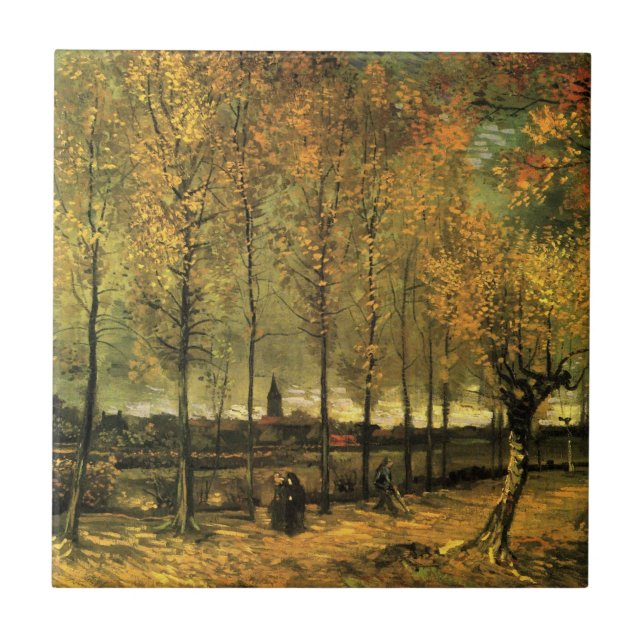 Lane with Poplars by Vincent van Gogh Tile (Front)