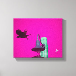 Langley Crow Light Post Bright Pink Art Canvas Print