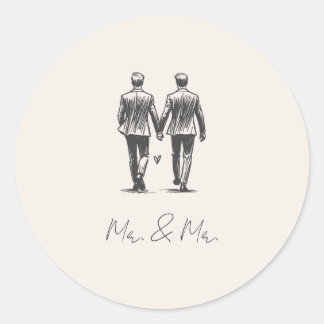 Langley Mr. & Mr. Wedding Classic Round Sticker
