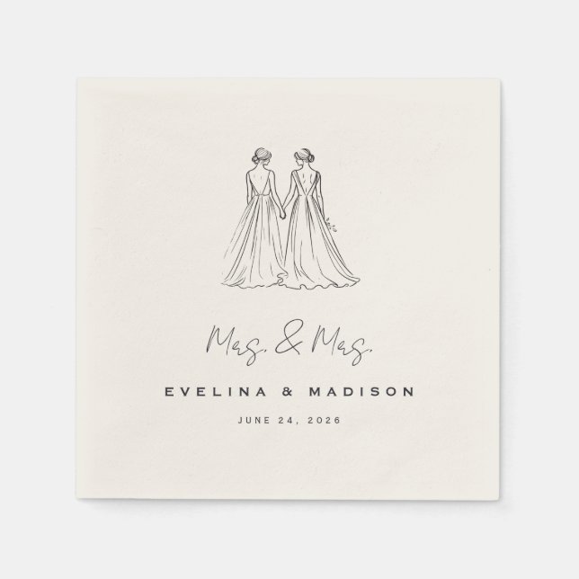 Langley Mrs. & Mrs. Wedding Napkin (Front)