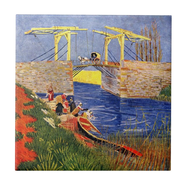 Langlois Bridge at Arles by Vincent van Gogh Ceramic Tile (Front)