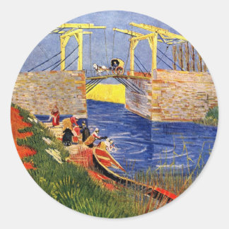 Langlois Bridge at Arles by Vincent van Gogh Classic Round Sticker