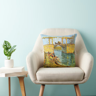 Langlois Bridge at Arles by Vincent van Gogh Cushion