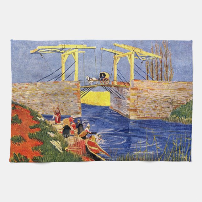 Langlois Bridge at Arles by Vincent van Gogh Tea Towel (Horizontal)