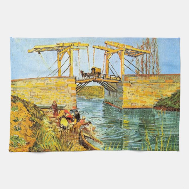 Langlois Bridge at Arles by Vincent van Gogh Tea Towel (Horizontal)