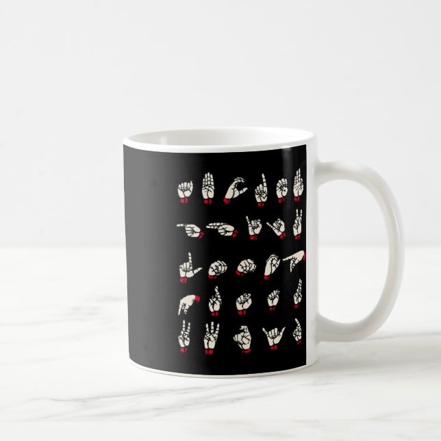 Language - Alphabet A To Z Asl Deaf Awareness  Coffee Mug (Right)