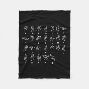 Language Alphabet Deaf Mute Asl Deaf Awareness Mon Fleece Blanket