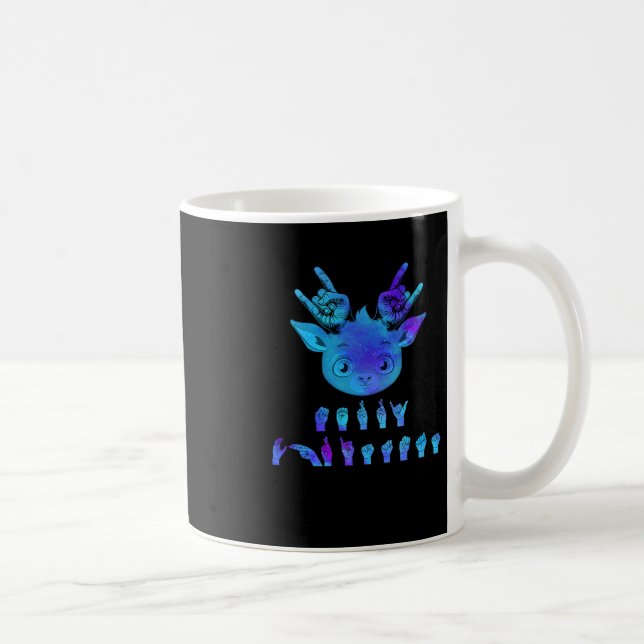 Language Deaf Christmas Reindeer Deaf Asl Awarenes Coffee Mug (Right)