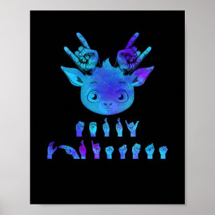 Language Deaf Christmas Reindeer Deaf Asl Awarenes Poster