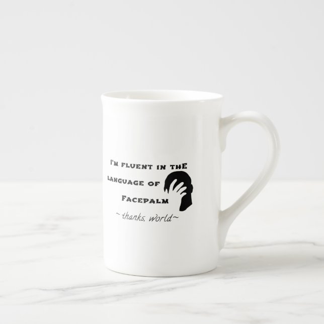 Language of Facepalm Bone China Mug (Right)